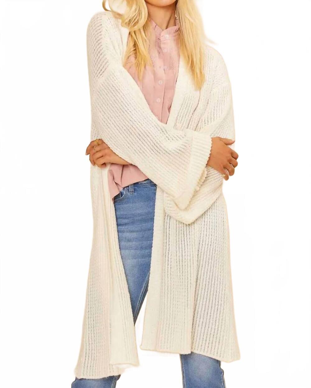 NEW ANNIEWEAR knit waffle sweater cardigan in ivory